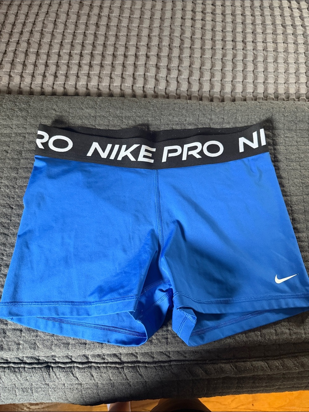 Nike Blue Pro Compression Shorts with Black Waistband